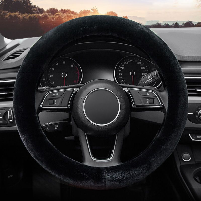 

Car Accessories Winter Warmth Steering Wheel Cover Christmas Gift Cute Antlers Steering Wheel Protections Cover Plush Anti-Slip чорний