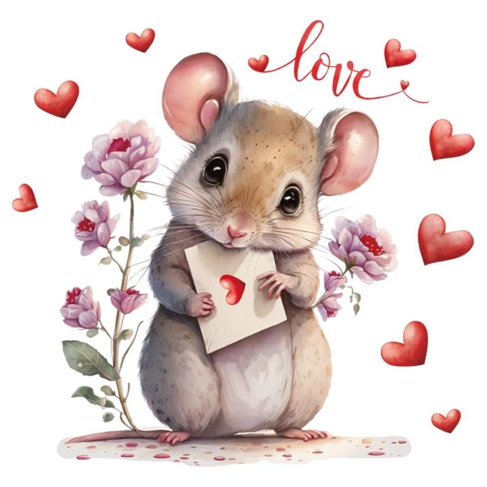 PVC Valentine's Day Window Stickers Animals Cats Bears Mice Love Heart Window Decals  Decorations