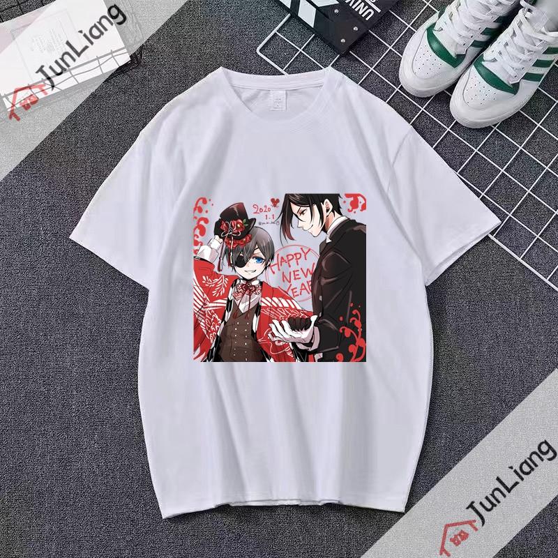 Japanese anime Black Butler cartoon comic mens Tshirt shortsleeved roundneck for streetwear menwomen clothing