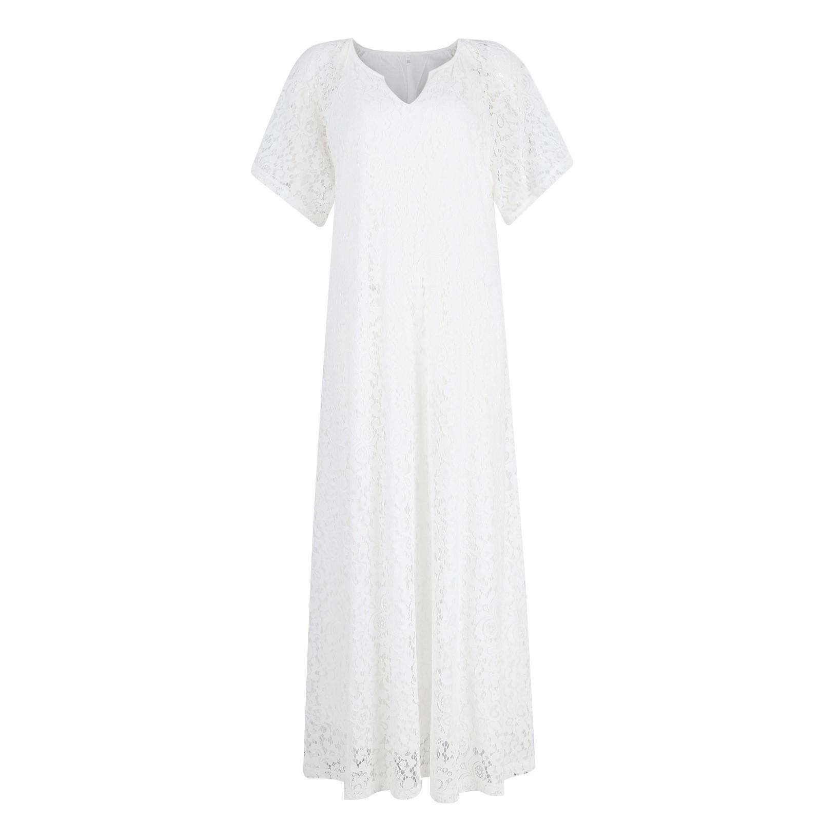 

Женское летнее новое модное элегантное повседневное кружевное праздничное платье с коротким рукавом и v-образным вырезом XL