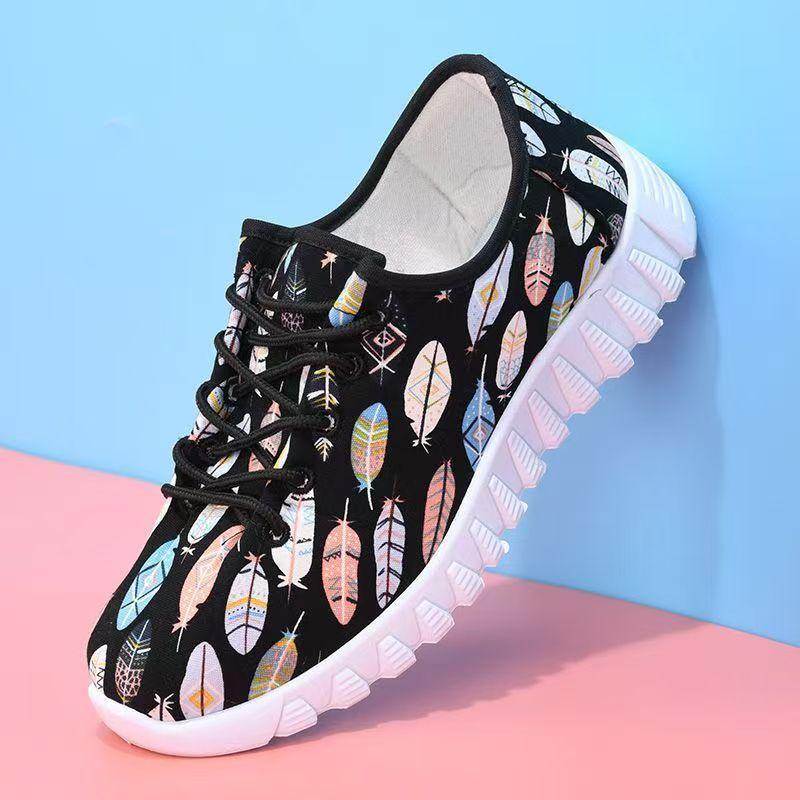 Woman Spring Autumn New Flat sole Canvas Shoes Soft Sole Non Slip Round Toe Lace Up Lightweight Breathable Casual Shoes