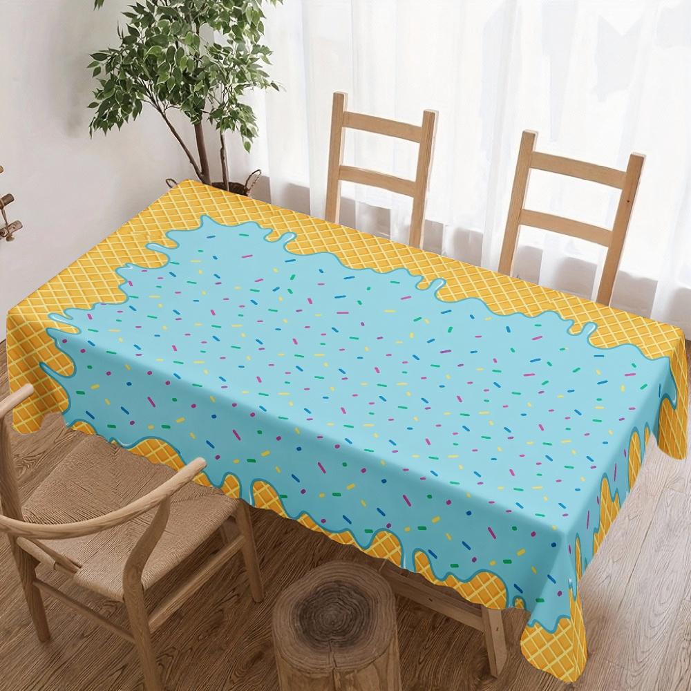Ice Cream Pattern Rectangle Table Cloth for Table Decor Kitchen Dining Waterproof Reusable Tablecloth for Table Indoor Outdoor