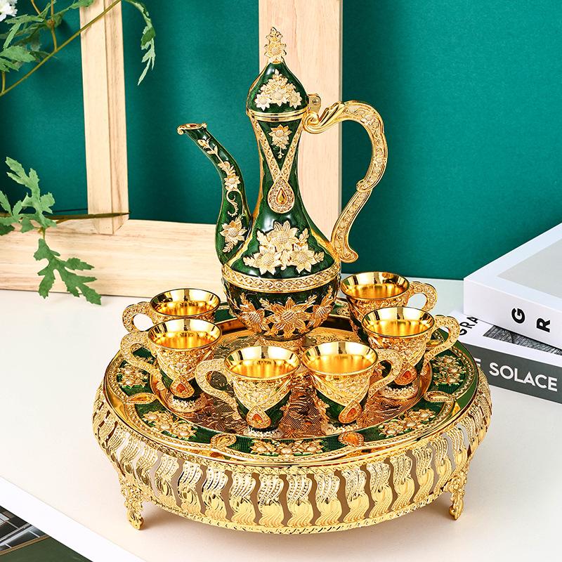 Retro Palace Wine Set, Home, Wedding, Holiday Supplies, Metal Gift, Hip Flask Set Ornaments, Christmas Gift, European Style