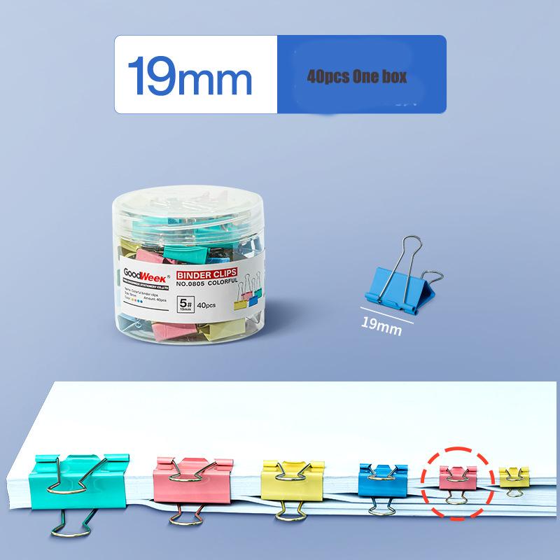 

40Pcs 19mm Office Stationery Color Long Tail Clip Metal Stainless Steel Document Multi-functional Color Long Tail Ticket Clip