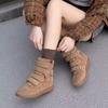 Leather high-top shoes for women's 2025 autumn new brown versatile small thick-soled heightening casual sports board shoes tide
