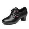 Women's soft-soled square dance Latin dance shoes Adult teacher medium heel beef tendon cloth dance shoes National standard leather women's