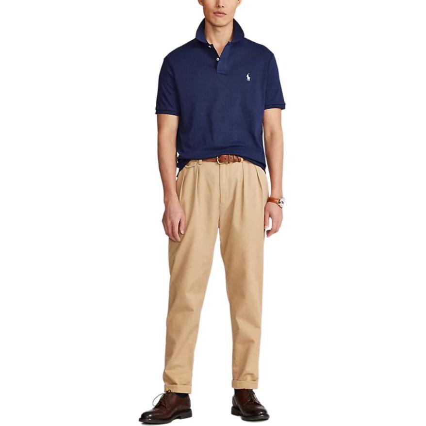 Polo Ralph Lauren SS22 Solid Color Short Sleeve Polo Shirt Men Tops Navy-Blue 710601296-003
