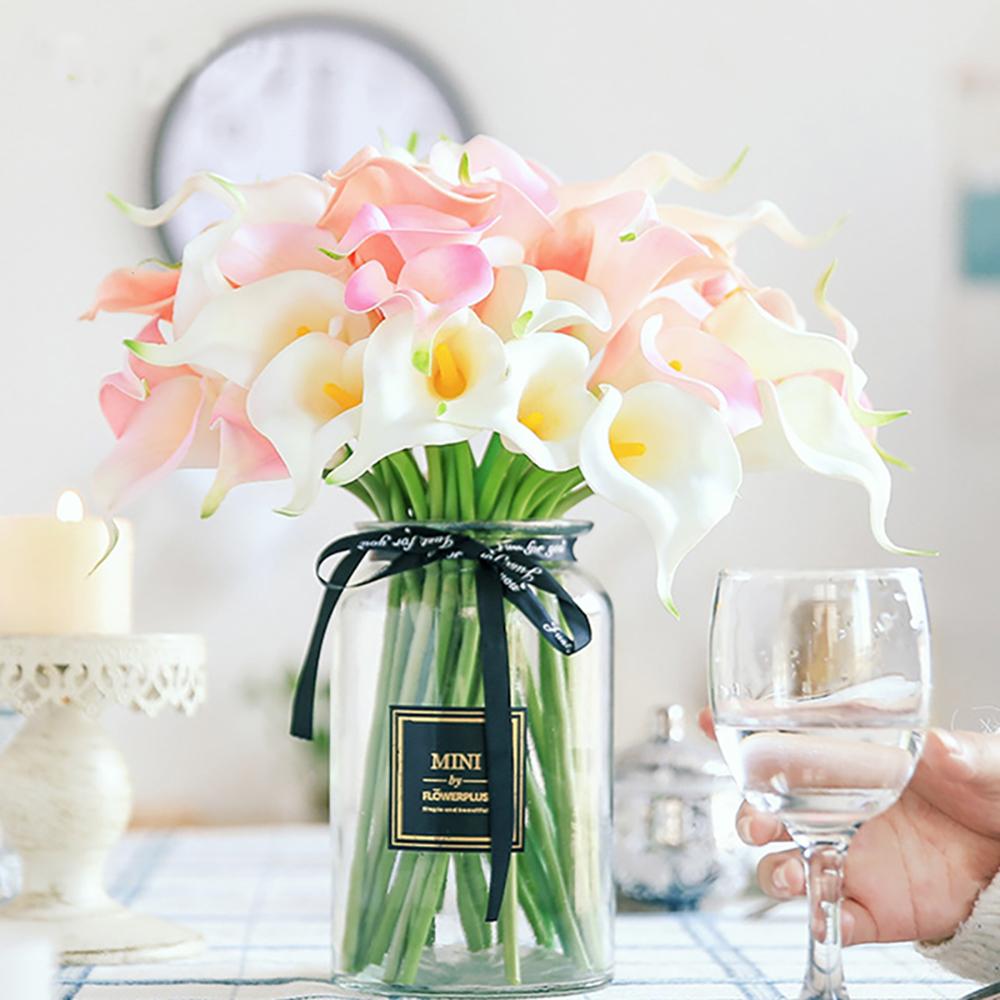 10PCS Real Touch Calla Lily Artificial Flowers Bridal Bouquets Home Office Wedding Party Decoration KTY