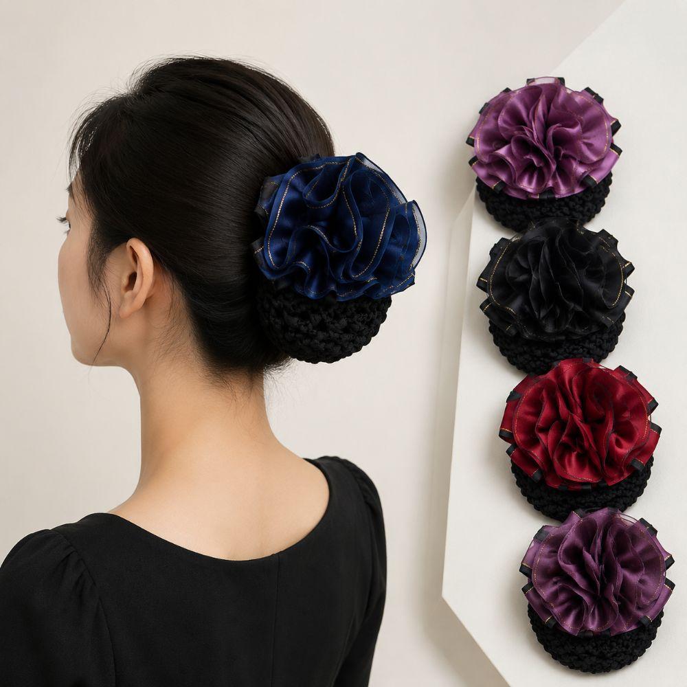 Korean Style Ballet Hair Net Updo Styling Tool Crochet Hair Bun Cover New Bow Hair Net  For Work