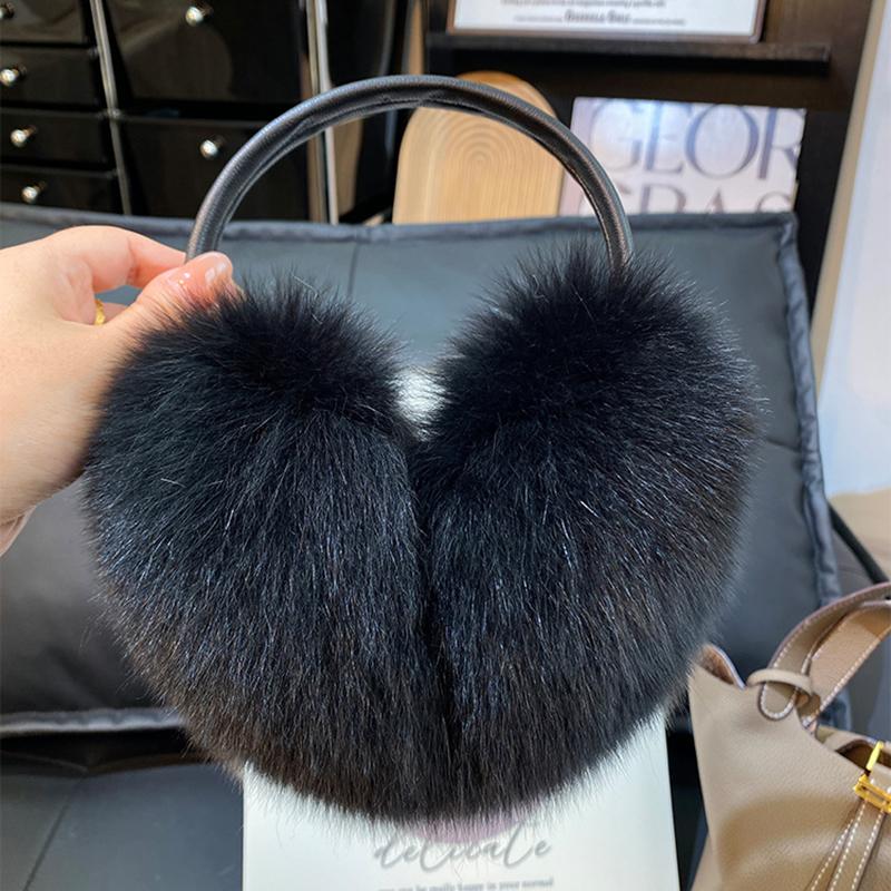 New Winter Real Fox Fur Earmuffs for Women Natural Fox Fur Scarves Dual Use Genuine Warmer Plush EarMuff Outdoor Solid Fur Scarf