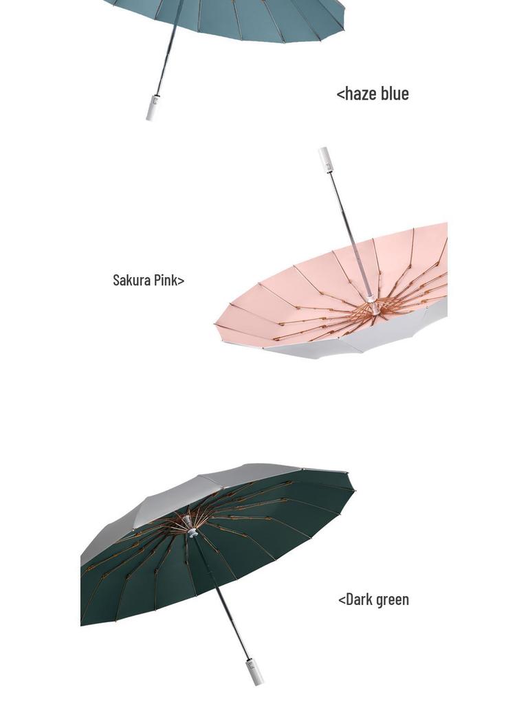 Retro 16-Bone Automatic Sun & Rain Parasol: Cooling, Anti-UV, Folding, Dual-Use Umbrella for Women