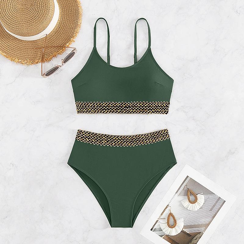 New Style High Waist Backless Bikini - Solid Color Women's Swimwear