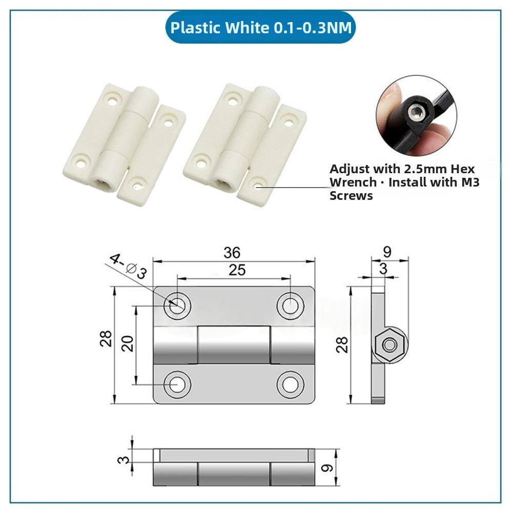 2pcs Hinges DIY Damped Rotary Shaft Adjustable Torque Hinge with Any Stop Positioning for Cabinets Electrical Panels Furniture