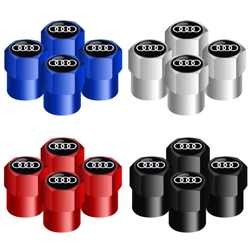 2026 4Pcs Car Wheel Tire Air Valve Caps Stem Cover with Color Brand Logo For Audi A3 A4 A5 A6 A7 A8 Q3 Q5 Q8 TT TTS Accessories
