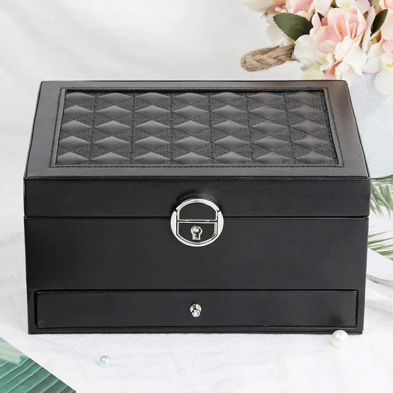 Fashion Leather Jewelry Box Case Jewelry Package Storage Large Space Jewelry Ring Necklace Bracelet