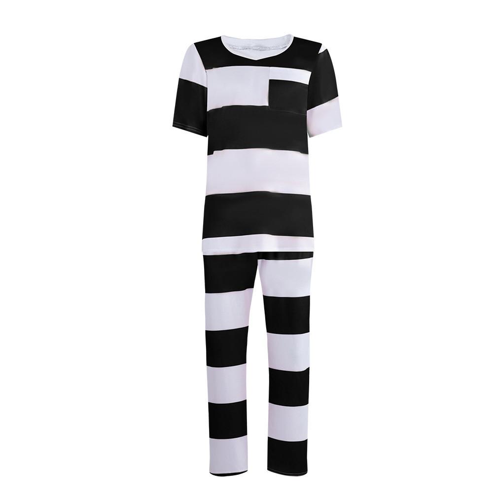 Cosplay Prisoner Costume With Stripe Design For Halloween And Themed Events