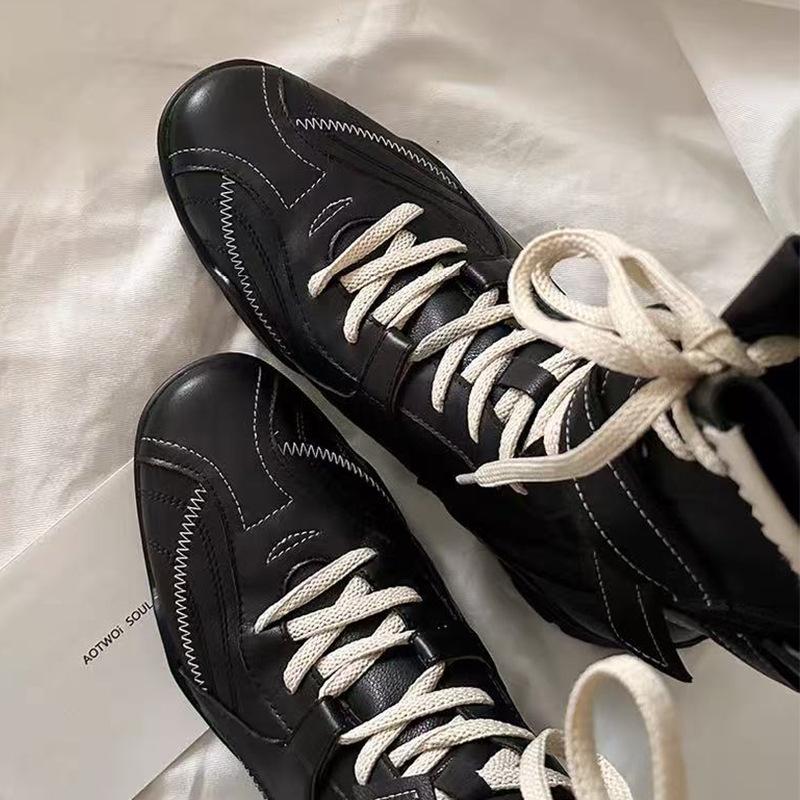 Cowhide Version~ Niche Design Round Head Leather Deep Mouth Casual Classic Western Boots Maillard Medium Boxing Boots