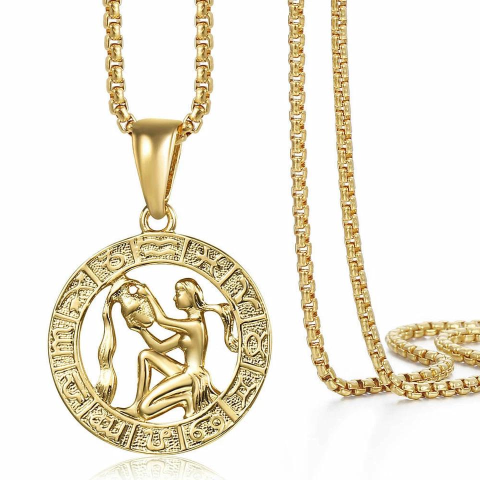 12 Constellation Pendant Stainless Steel Necklace Women and Men Jewelry Gift Accessories