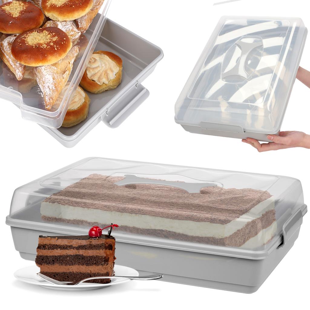 KADAX Pojemnik Plastikowy Na Ciasto Wypieki Tort Pudełko Prostokątny Duży