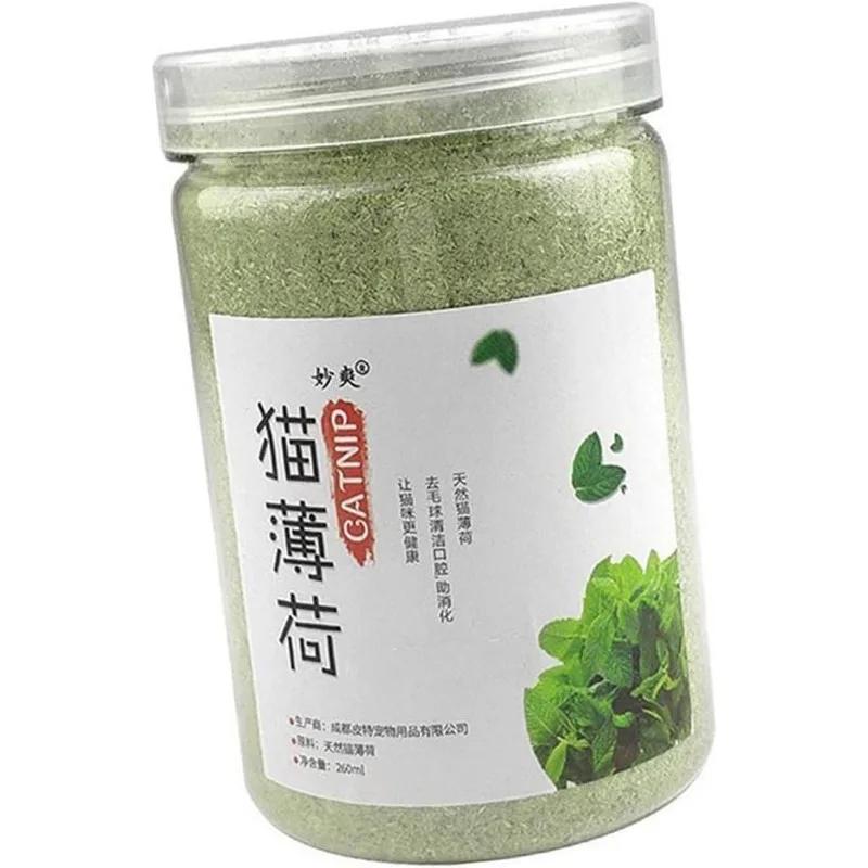 Katzenminze Katzenminze-Pulver für Haustiere, geknackte Snacks mit natürlichem Katzenminzengeschmack, geeignet für beruhigende Katzenkratzmatten und Katzenbetten im Innenbereich