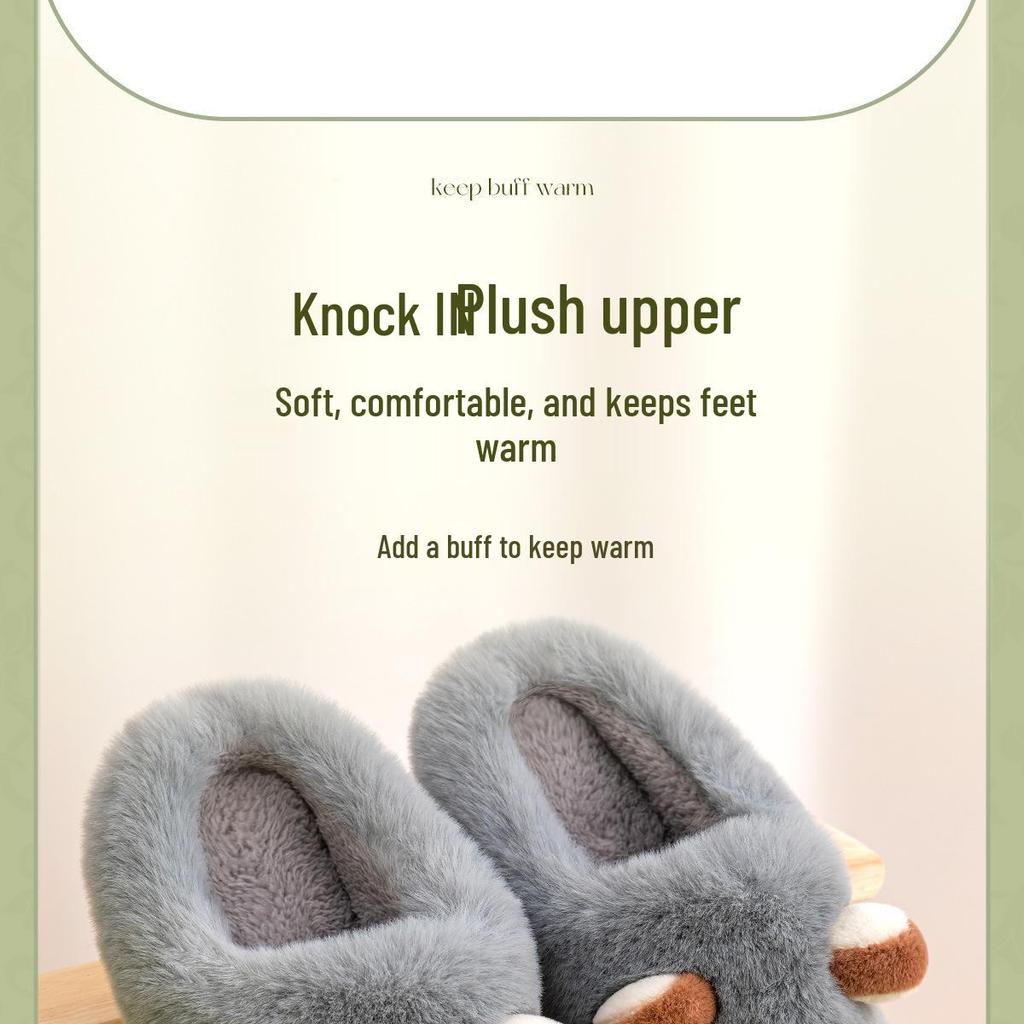 Winter Cartoon Cotton Slippers: Warm, Anti-slip Indoor Shoes for Men & Women with Plush Velvet.