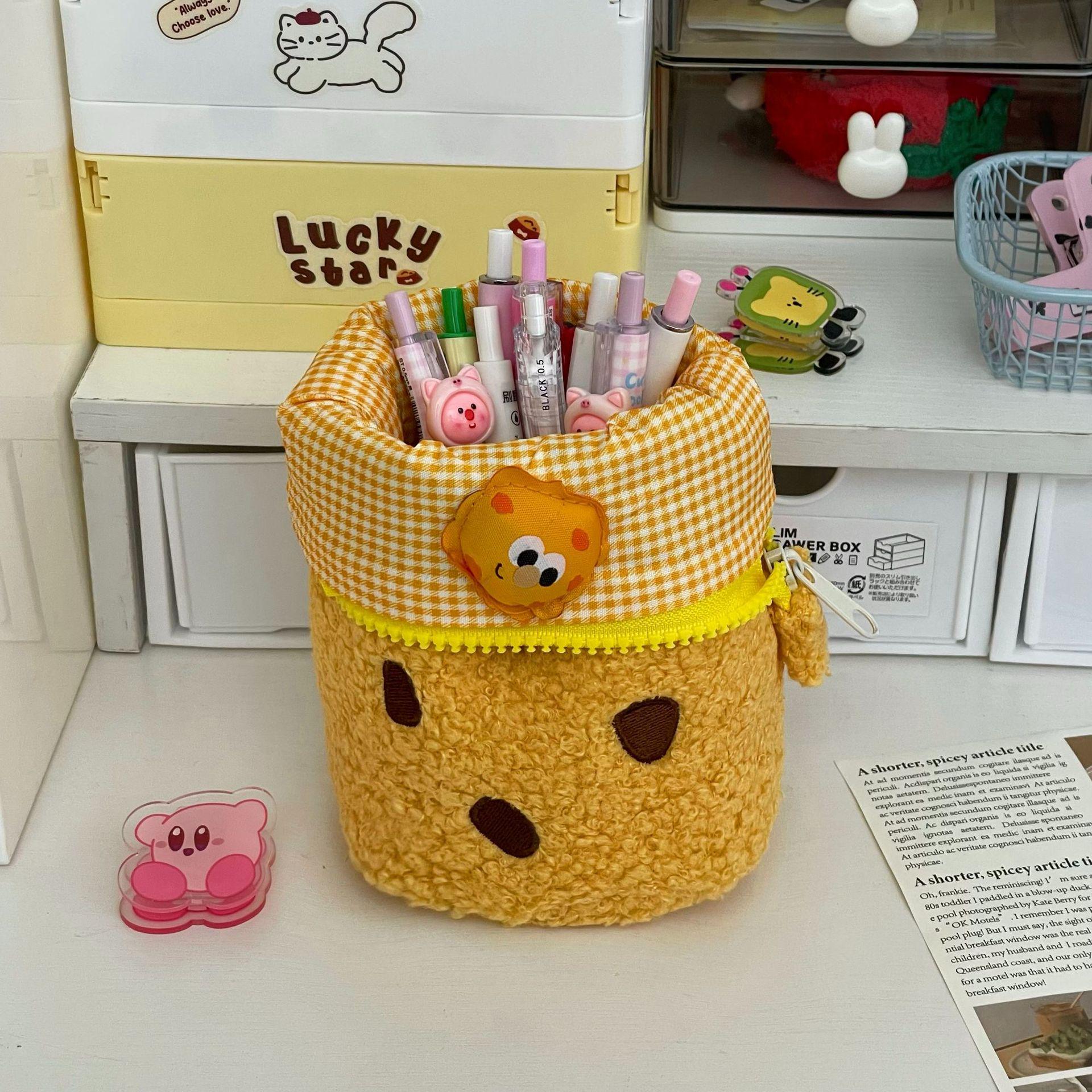 

Креативна підставка для ручок у вигляді печива: Пенал великої місткості з вертикальним відкидним складанням, ідеальний для студентів та настільного зберігання. жовтий