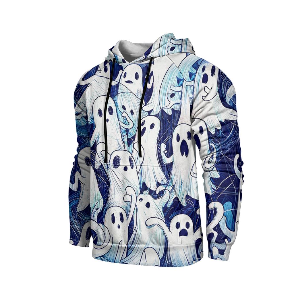 Men's Casual Loose Fit Printed Hoodie with Kangaroo Pocket and Drawstring for Everyday Wear