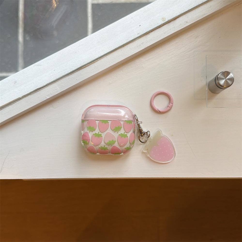 Semi-transparent tiled strawberry earphone cover for Apple AirPods 1 /1/1 generation fun protective cover PRO1/PRO1