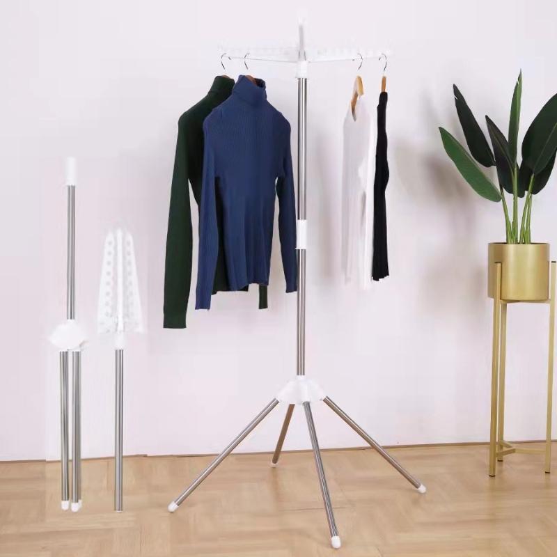 Retractable Drying Rack with Clip Folding Portable Space Saving Clothes Horse Floor Balcony Clothes Hanger Home Storage Rack