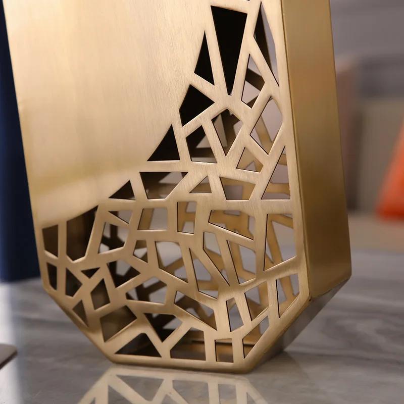 Light luxury golden flower vase metal flower arrangement vase home living room dining table decoration crafts