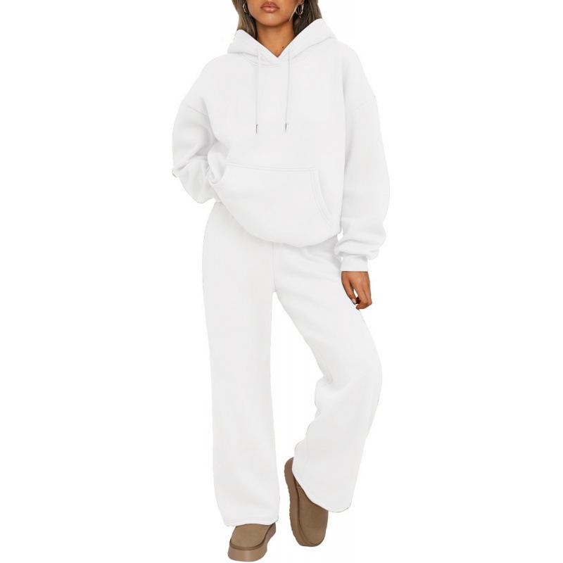 Women's Two-Piece Autumn Set: Velvet Hoodie & Wide-Leg Sweatpants