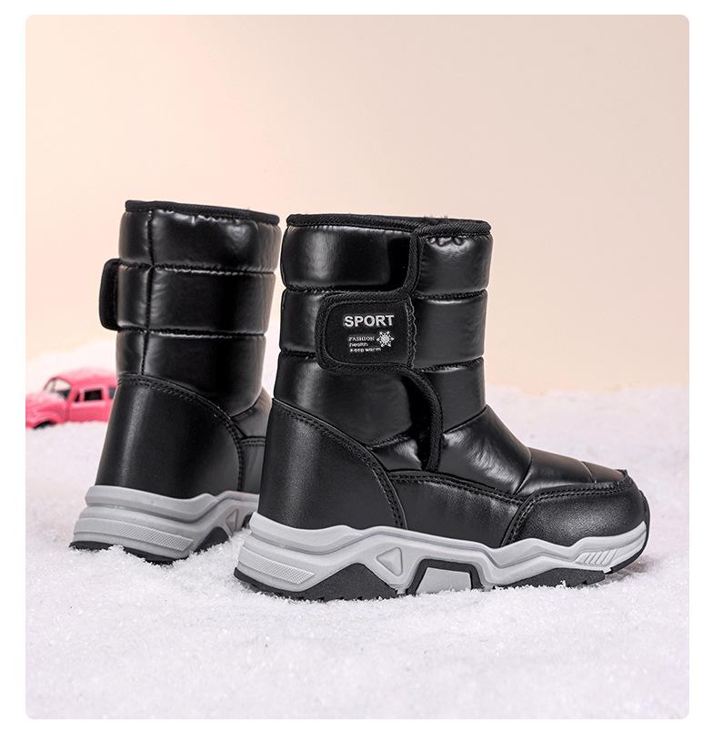Mädchen Winter 2025 Rutschfeste Prinzessinnen Schneestiefel - Dick gefüttert mit Samt, Warme Baumwollschuhe für mittelgroße und große Kinder