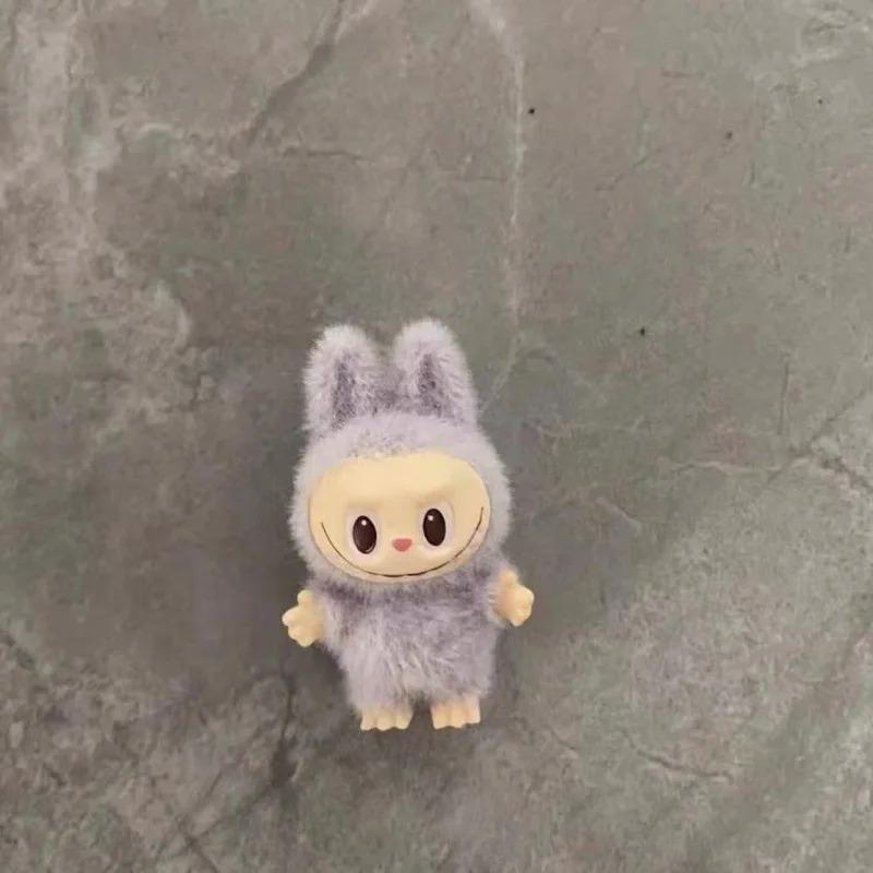 10pcs Mini Cute Labubu Doll Flocking Vinyl Kawaii Doll Pendant Accessories Ornament Desktop Decoration Collect Toy Children Gift