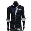 Men's Long-Sleeve Korean Fashion Color Block Casual Shirt