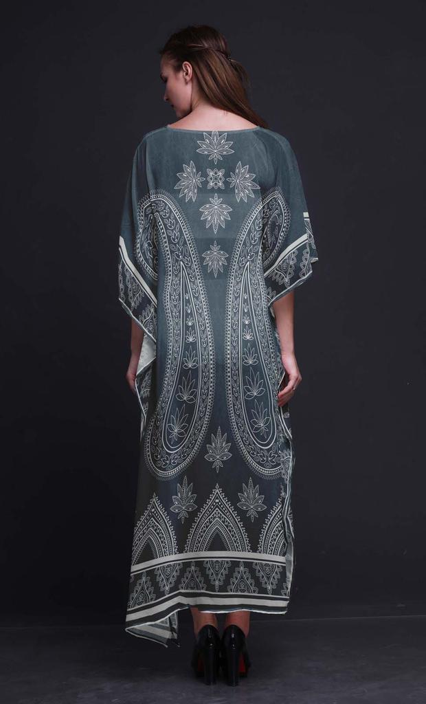 Phagun Floral & Paisley Beach Kaftan Bikini Cover Up Womena    S Maxi Dress Long