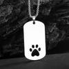 Stainless Steel Dog Paw Glossy Square Pendant Necklace Men's Fashion Casual Hip Hop Trendy Jewelry