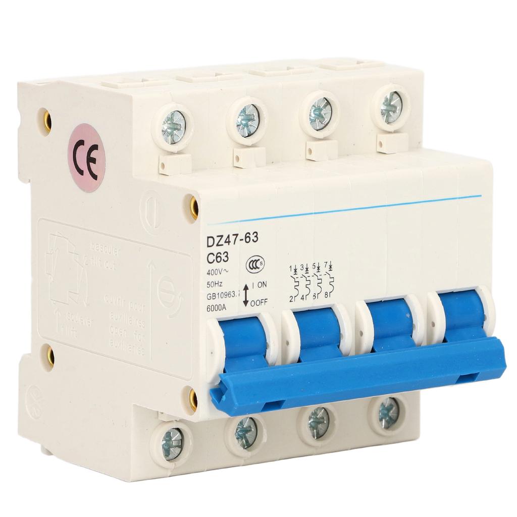 Mini jistič 4 pólový 63A proudový jistič ochrana spínač obvodu pro rezident 400V