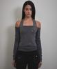 Bunteu Eyelet Halter Long Sleeve (Charcoal)