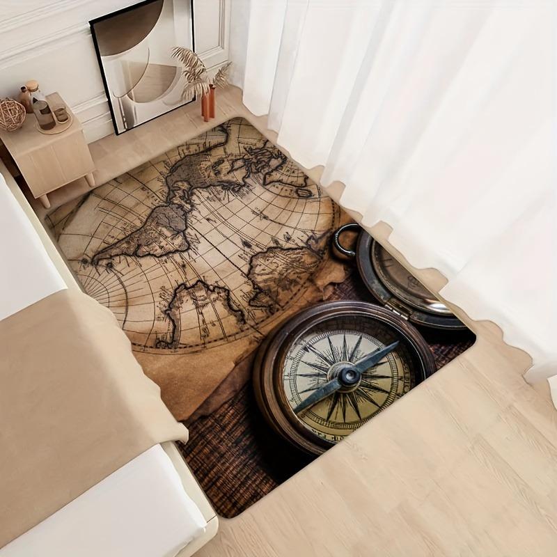 1PC Old Map Pattern Kitchen Rugs Non-Slip Home Door Mats Pop design Bathroom Rugs Bath Mat Carpet for Home Sink Laundry Decor
