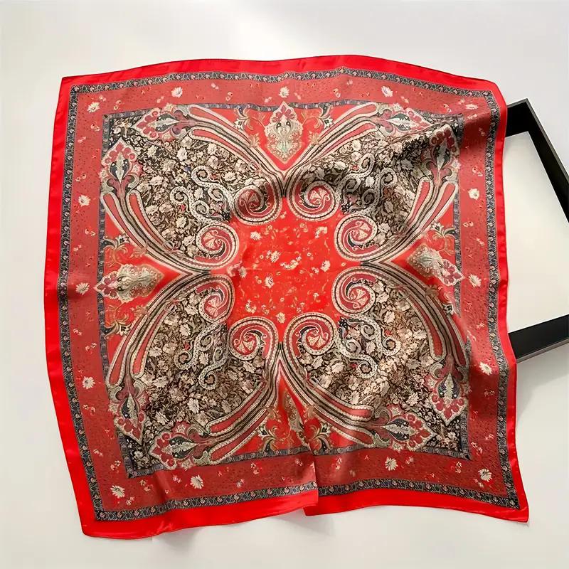Vintage Paisley Satin Square Scarf Women Silky Soft Neck Scarf Versatile Thin Bandana Hair Wrap Shawl Elegant Hair Accessory