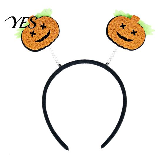 Comfortable Spooky Headband Halloween for Kids Adults, Glitter Pumpkin Bat Ghost Eye-catching Skull Hair Accessories Cosplay Dress Up Party