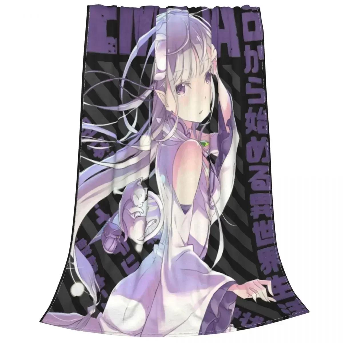 

Rezero Emilia Starting Life In Another World Flannel Blanket Awesome Throw Blankets for Sofa Bedding Lounge 200x150cm Bedspread 30x40in
