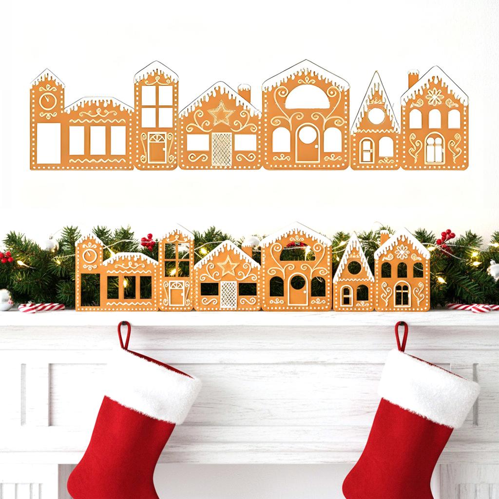DIY Foldable Xmas Gingerbread House Cardboard Kit with LED Lights Xmas Gingerbread House Craft Decor Kit for New Year Decoration