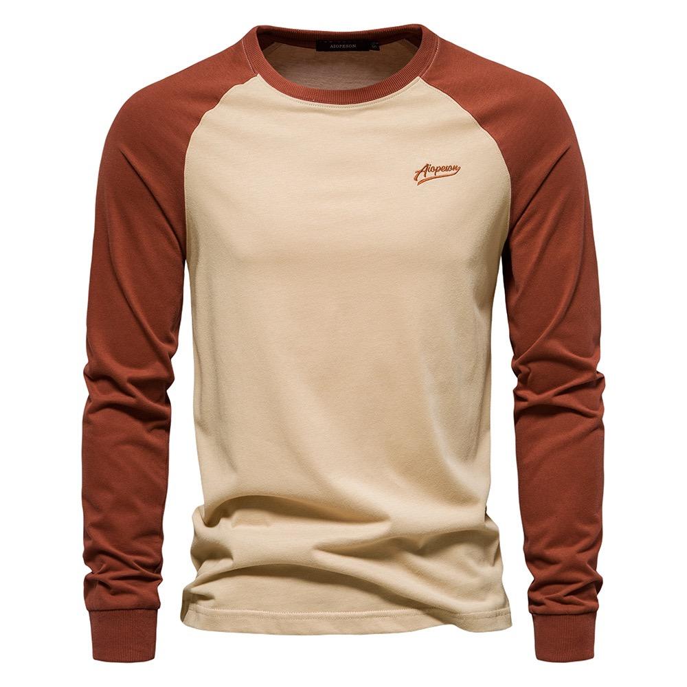 100% Cotton Long Sleeve Men's T-shirt Solid Color Letter Print Casual T Shirts for Men New Spring Tops Tee Men Clothing