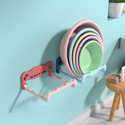 No-Punch Pot Lid Holder Wall-Mounted Basin Rack Basin Storage Rack Folding Household Bathroom