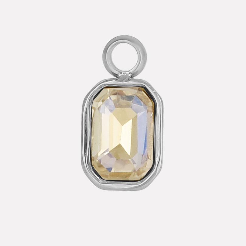 6pcs Different Color Stainless Steel Rectangle Charms For Jewelry Making Supplies Luxury Glass Stone Pendant Charm DIY Earrings
