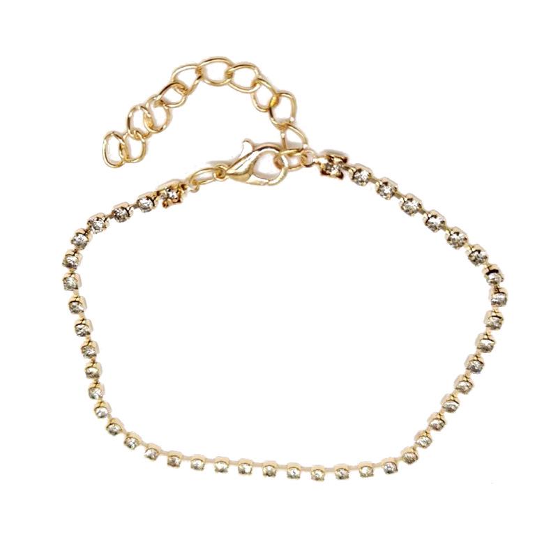 Trendy Summer Multi-Layer Metal & Bead Chain Anklet with Flash Diamonds
