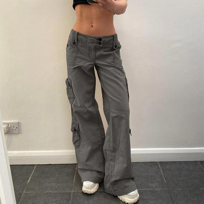 Fashion Retro Style Casual Large Pockets Jeans Street Wear Spicy Girl Pop Straight Leg Pants Elegant Loose Denim Pants Trousers 703