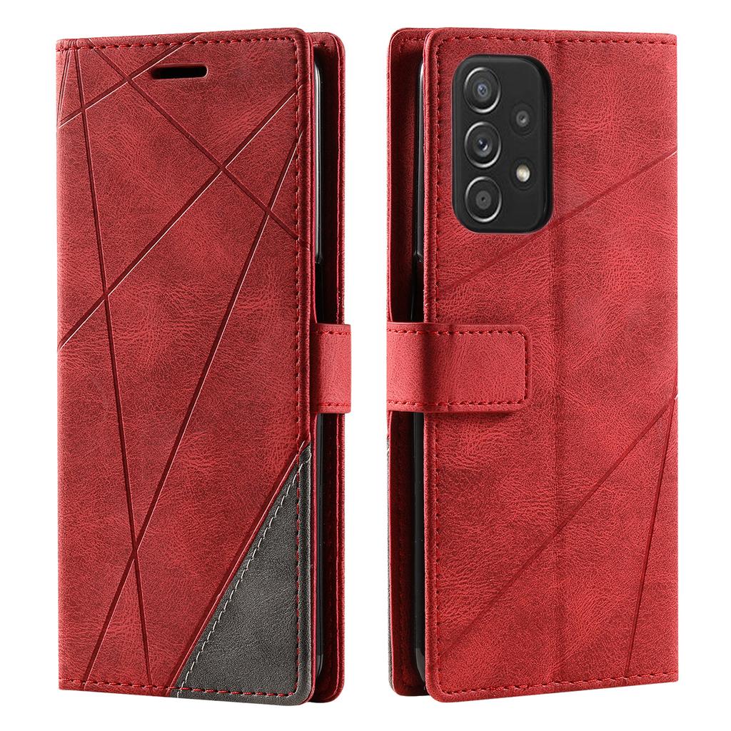 For Samsung Galaxy A53 5G Wallet Case Lines Imprinted Skin-touch Leather Phone Cover