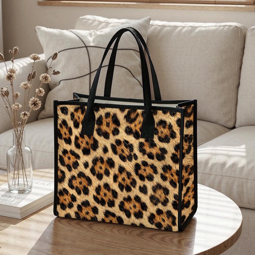 Leopard Pattern Casual Tote Bag Classic Fashion Daily Use Shoulder Bag